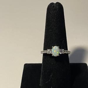 Opal & CZ Gemstones Fashion Ring SZ 8 NEW